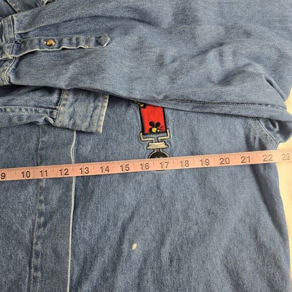 Disney Winnie The Pooh & Friends Suspender Embroidered Denim Button Up Shirt L - Picture 5 of 10